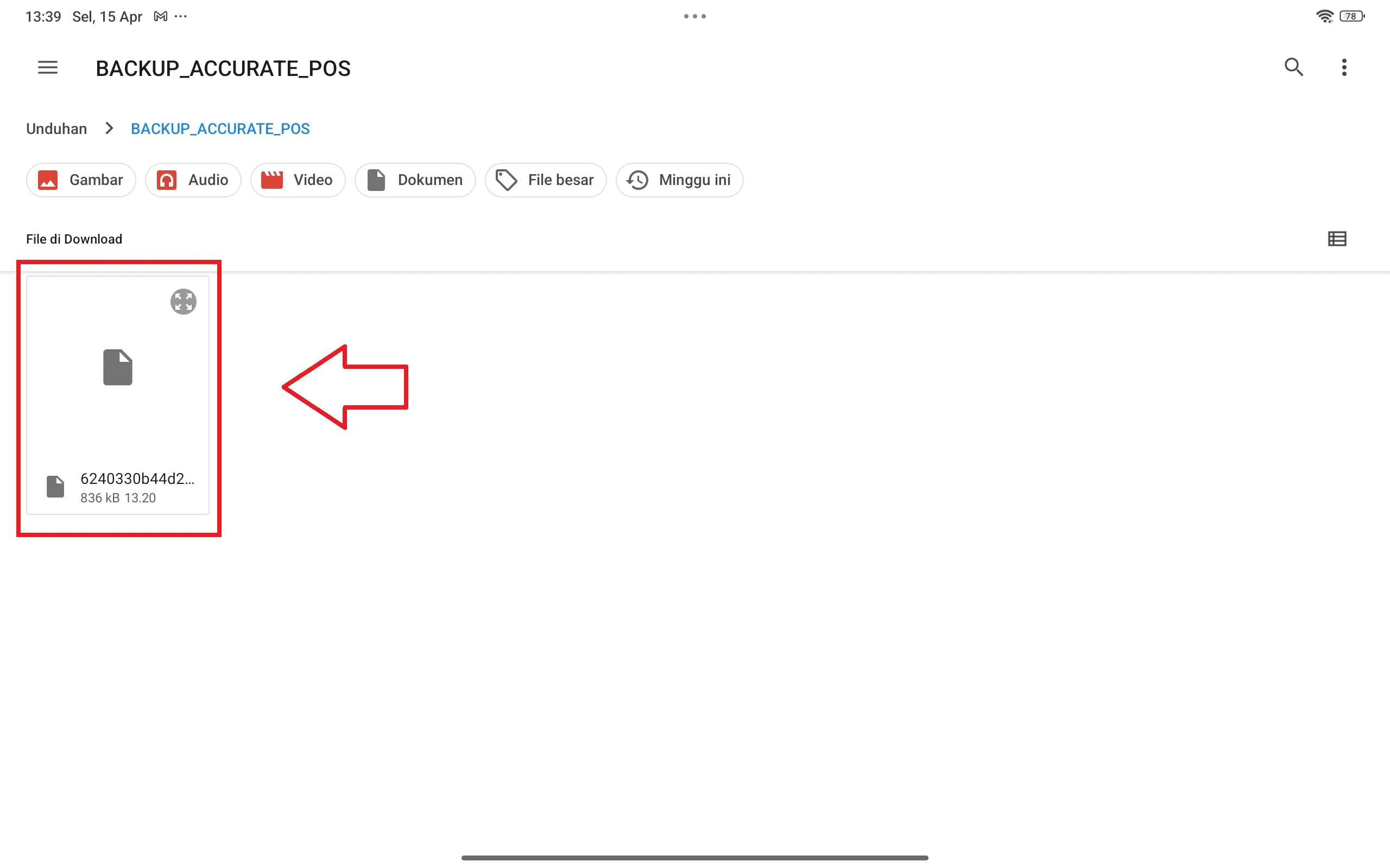 menggunakan data backup